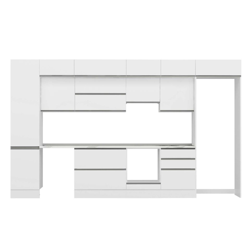 Alvinka 400X240 Cm High Gloss Mutfak Dolabı Mbb-E90B50S60-1 High Gloss | Beyaz - Mdf