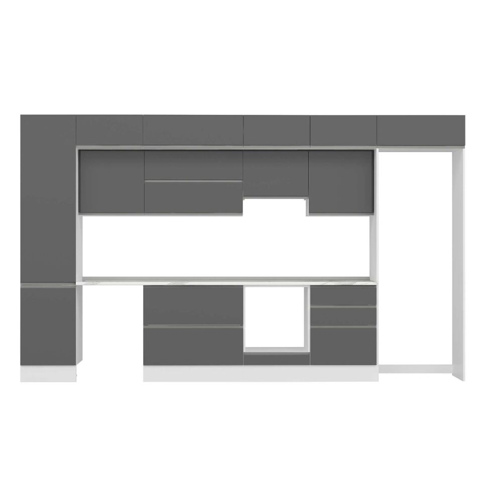 Alvinka 400X240 Cm High Gloss Mutfak Dolabı Mbb-E90B50S60-1 High Gloss | Antrasit - Suntalam