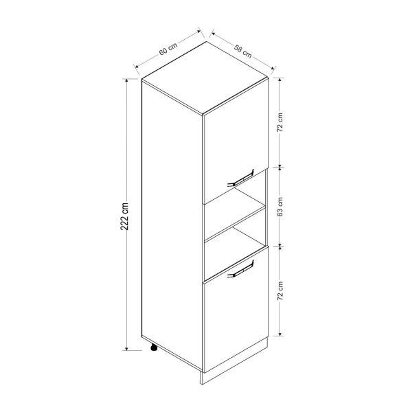 Minar 60 Cm Mutfak Boy Dolabı - Beyaz/Antrasit D60-A2