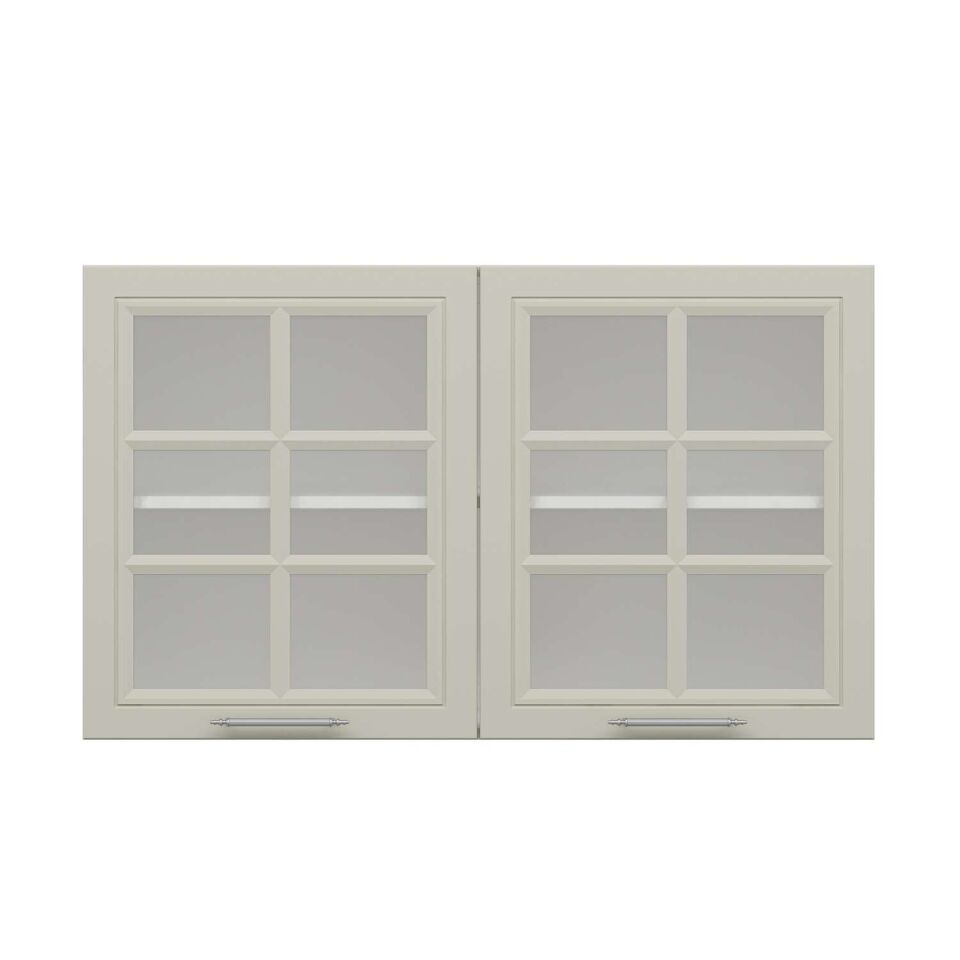 Alvinka Mutfak Modül Mbr_C Üst 2Dk1R 120-H72Cm Dolap Cam Beyaz Kumtaşı Mdf