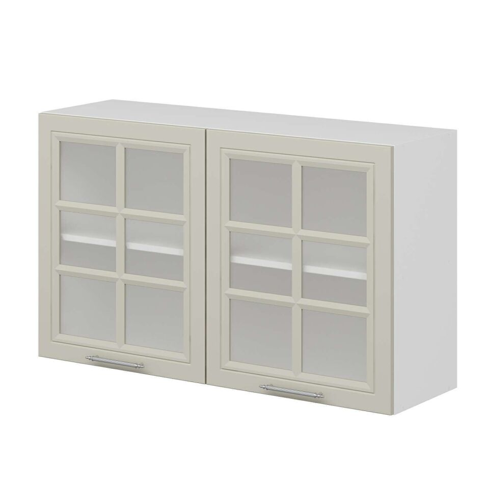 Alvinka Mutfak Modül Mbr_C Üst 2Dk1R 120-H72Cm Dolap Cam Beyaz Kumtaşı Mdf