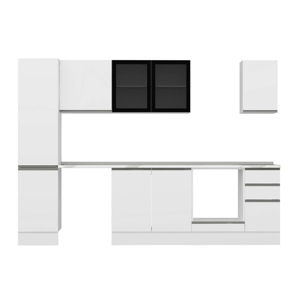 Alvinka 285X210 Cm High Gloss Mutfak Dolabı Mb-E80B45S40-3 High Gloss | Beyaz - Suntalam