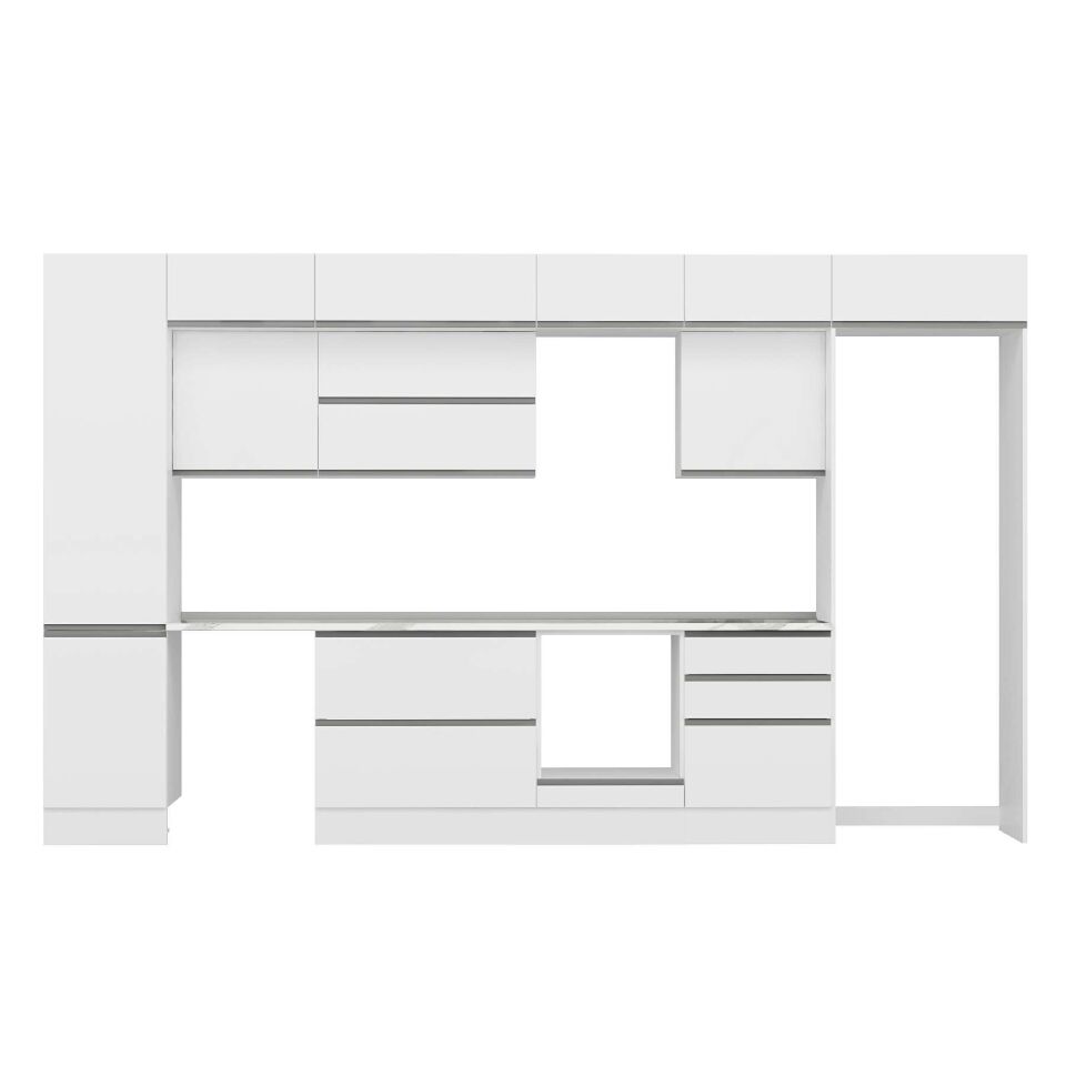 Alvinka 400X240 Cm High Gloss Mutfak Dolabı Mbb-E90B50S60-2 High Gloss | Beyaz - Suntalam