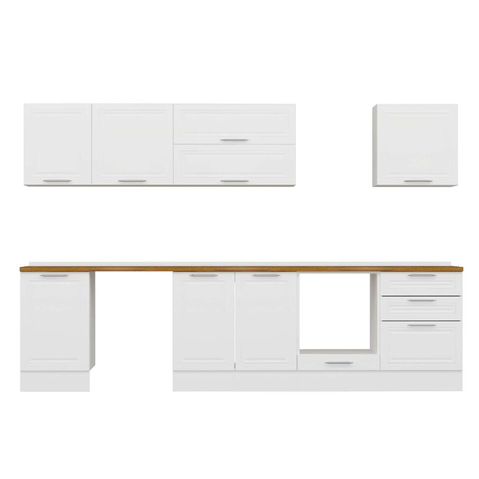 Alvinka 310X210 Cm Klasik Mebran Mutfak Dolabı M-E80S50S60-2 Mebran | Beyaz - Suntalam