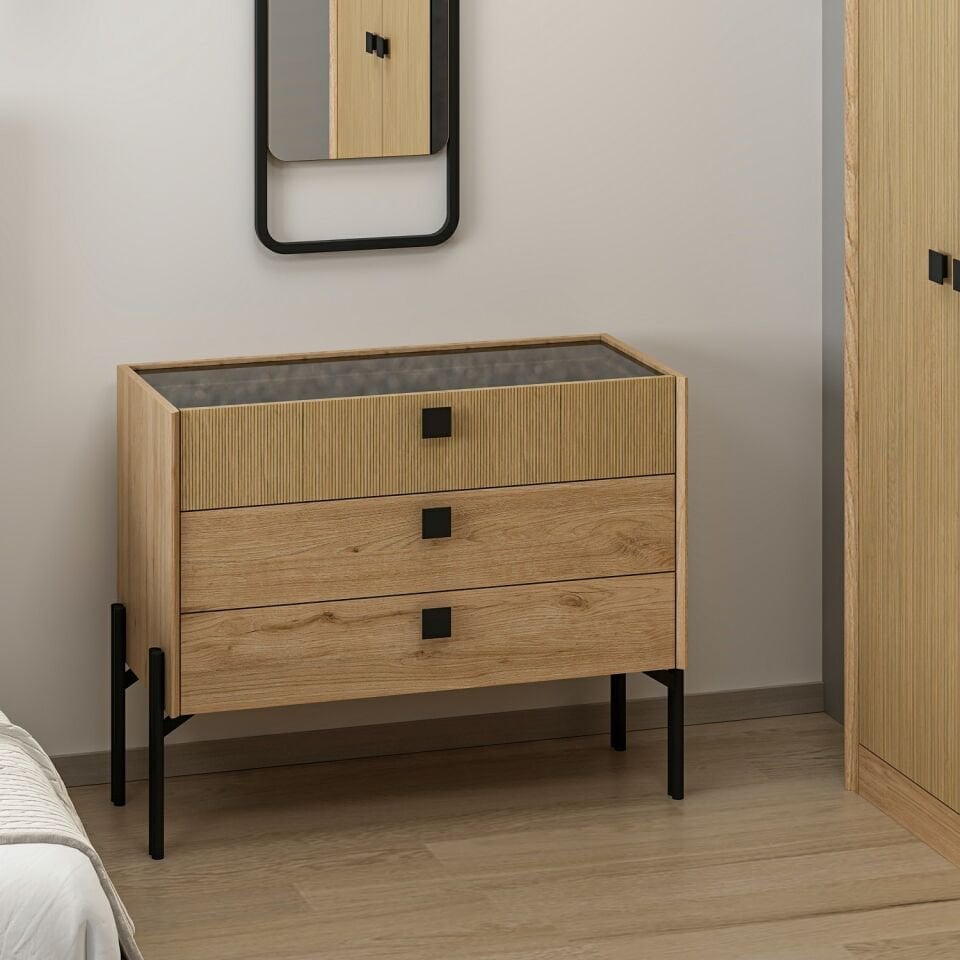 Maren Aynalı Şifonyer Derin Sepet Gölge Yunus