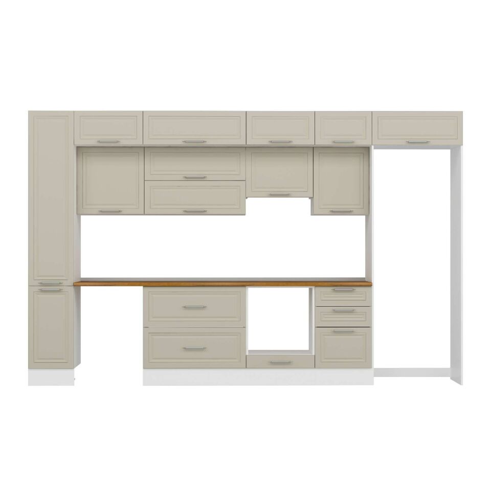 Alvinka 380X240 Cm Klasik Mebran Mutfak Dolabı Mbb-E90B40S50-1 Mebran | Kumtaşı - Suntalam
