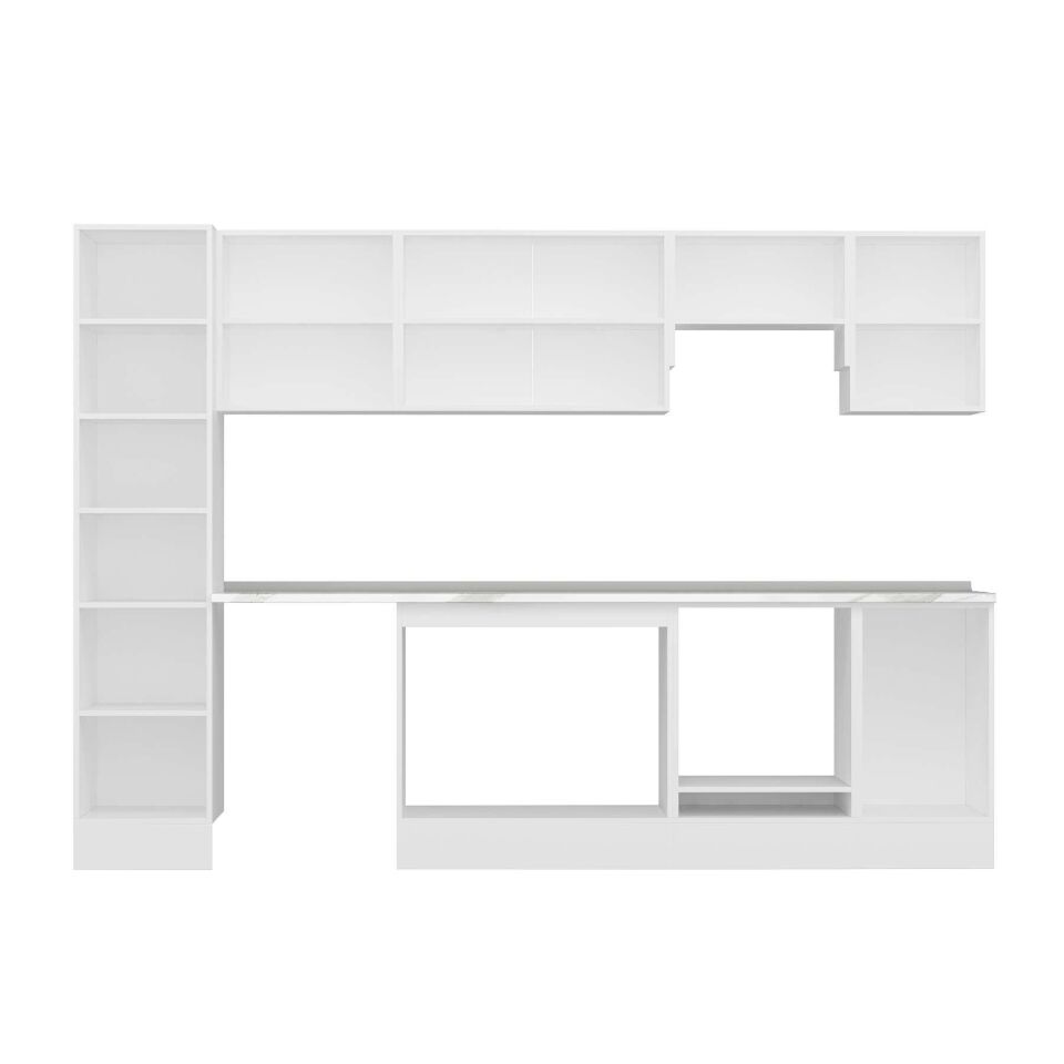 Alvinka 290X210 Cm High Gloss Mutfak Dolabı Mb-E80B45S45-1 High Gloss | Beyaz - Suntalam