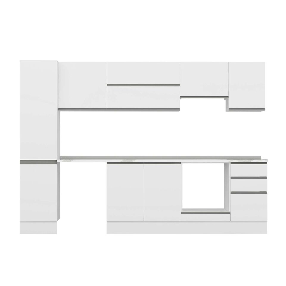 Alvinka 290X210 Cm High Gloss Mutfak Dolabı Mb-E80B45S45-1 High Gloss | Beyaz - Mdf