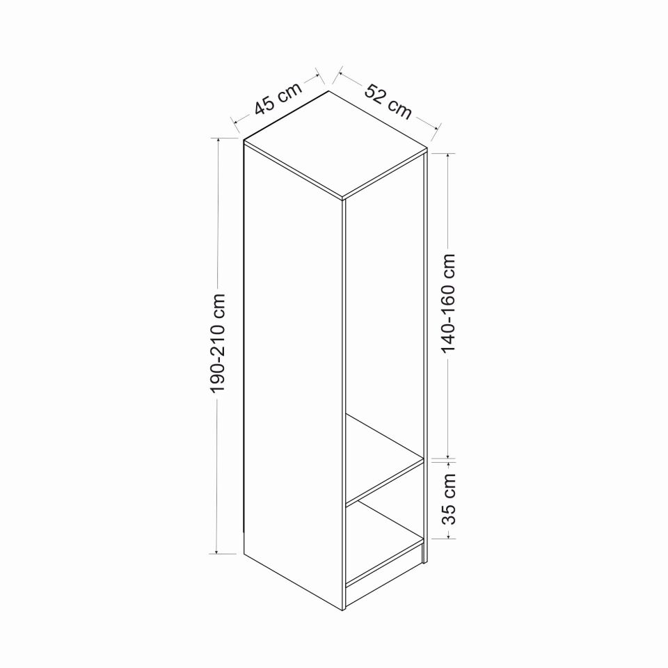 Minar Kale 1 Kapaklı Dolap 210CM - Kumtaşı/Antrasit - Askılıklı
