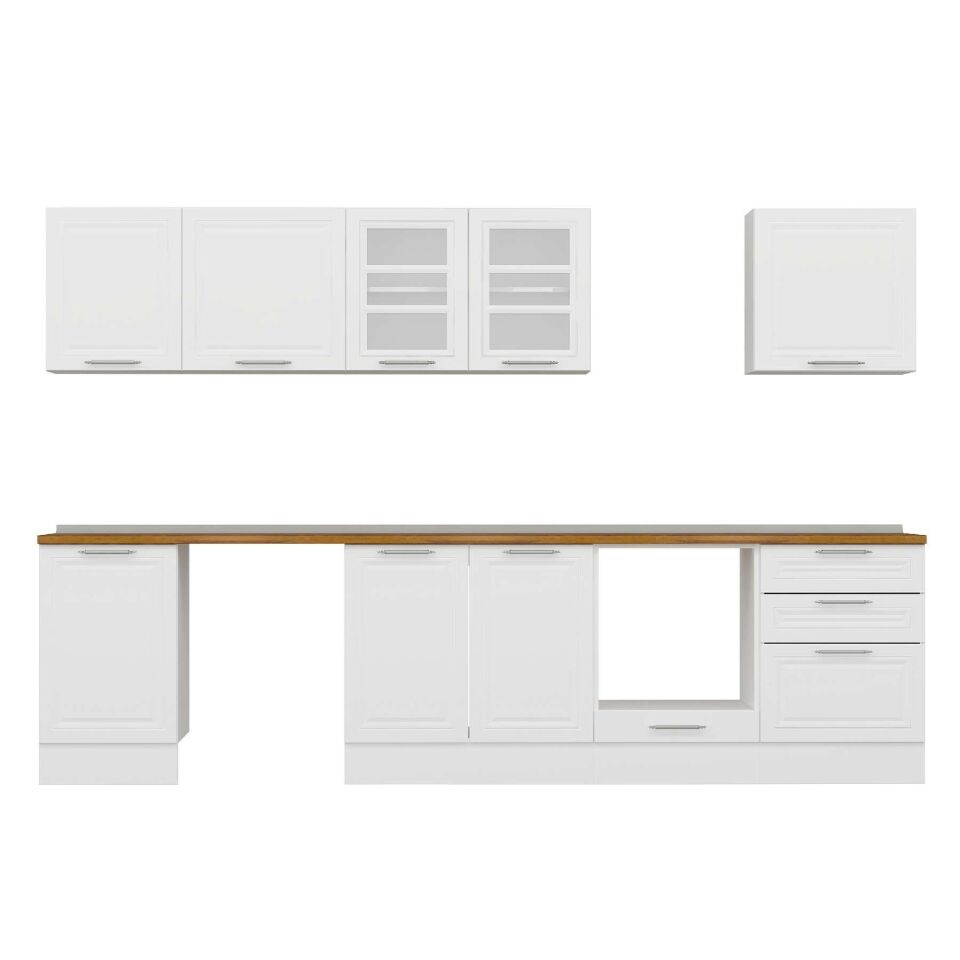 Alvinka 310X210 Cm Klasik Mebran Mutfak Dolabı M-E80S50S60-3 Mebran | Beyaz - Suntalam