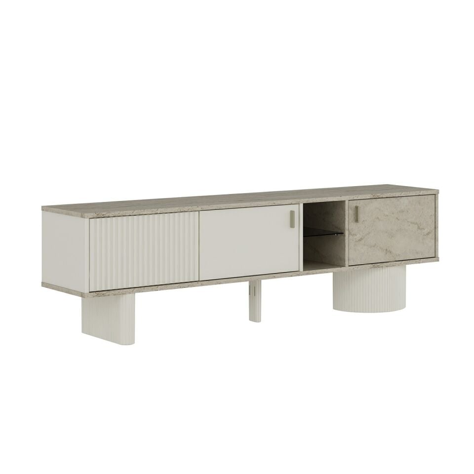 Valento Üst Raflı Tv Ünitesi - Aytaşı-Traverten