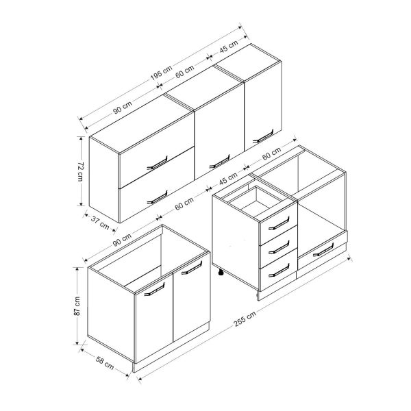 Minar 255 Cm Mutfak Dolabı Beyaz 255-B14