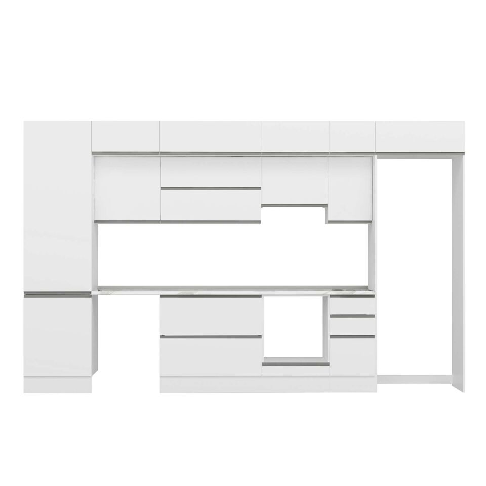 Alvinka 390X240 Cm High Gloss Mutfak Dolabı Mbb-E90B60S40-1 High Gloss | Beyaz - Suntalam
