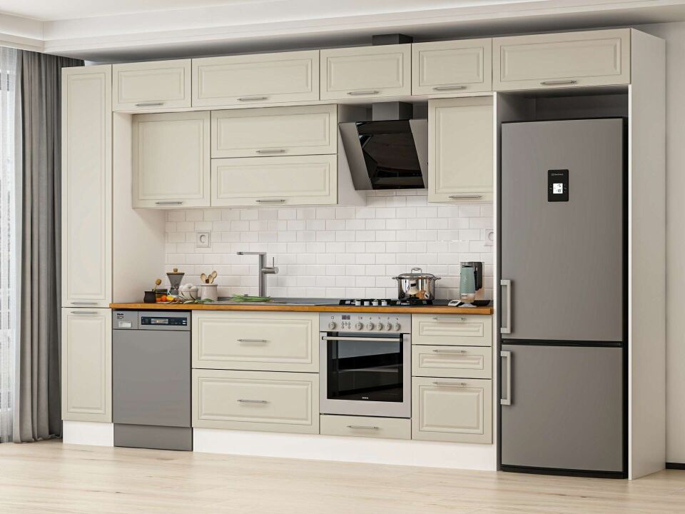 Alvinka 380X240 Cm Klasik Mebran Mutfak Dolabı Mbb-E90B40S50-2 Mebran | Kumtaşı - Suntalam