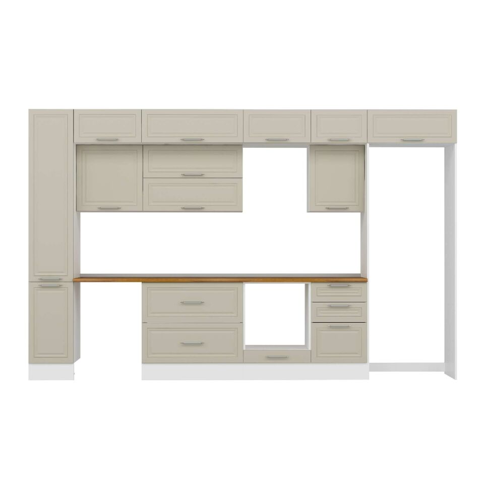 Alvinka 380X240 Cm Klasik Mebran Mutfak Dolabı Mbb-E90B40S50-2 Mebran | Kumtaşı - Suntalam