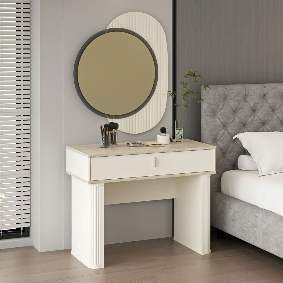 Valento Aynalı Makyaj Masası - Aytaşı-Traverten