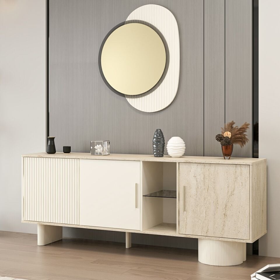 Valento Aynalı Konsol Mbrn-Aytaşı-Traverten