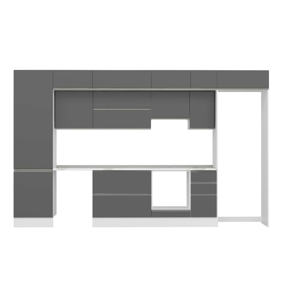 Alvinka 390X240 Cm High Gloss Mutfak Dolabı Mbb-E90B60S40-1 High Gloss | Antrasit - Suntalam