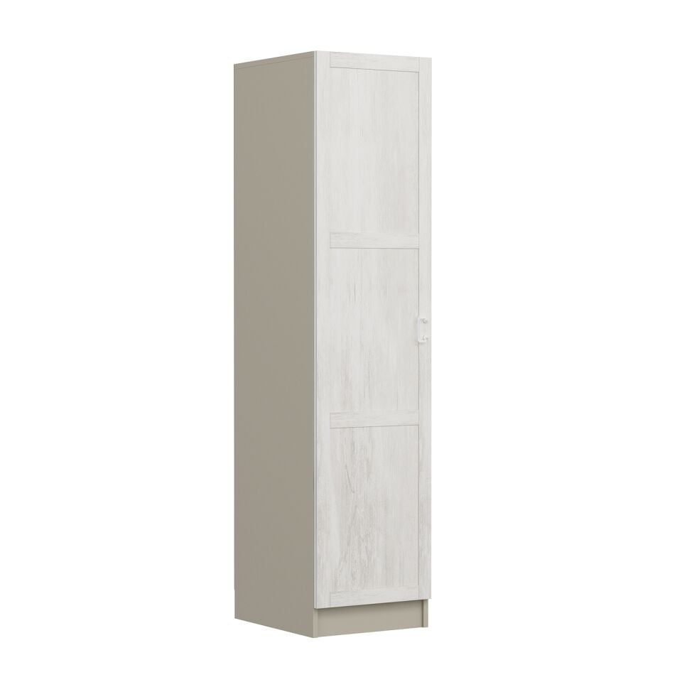 Minar Kale 1 Kapaklı Dolap 210CM - Kumtaşı/Eskitme Beyaz - Raflı