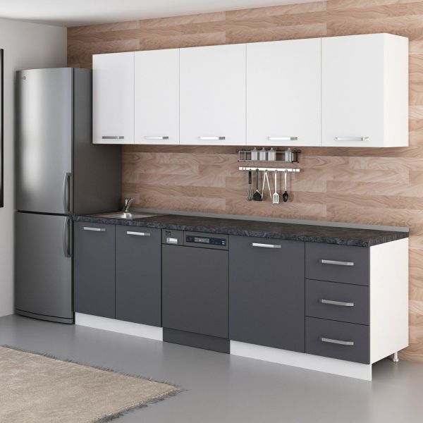 Minar 255 Cm Mutfak Dolabı Beyaz Antrasit 255-A9