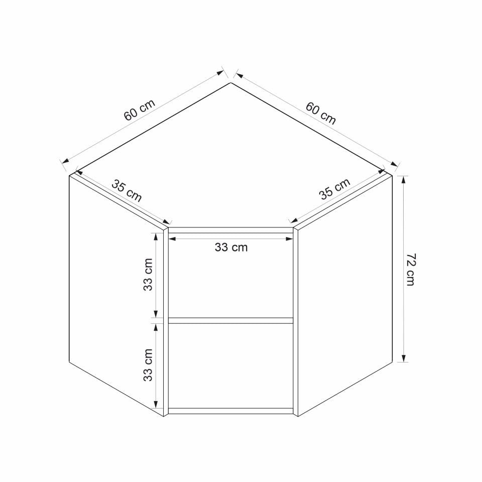 Alvinka Mutfak Modül Mbr_A Üst 1Dk1R 60-H72Cm Köşe Dolap Beyaz Kumtaşı