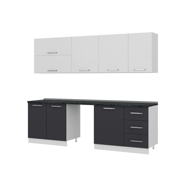 Minar 255 Cm Mutfak Dolabı Beyaz Antrasit 255-A10