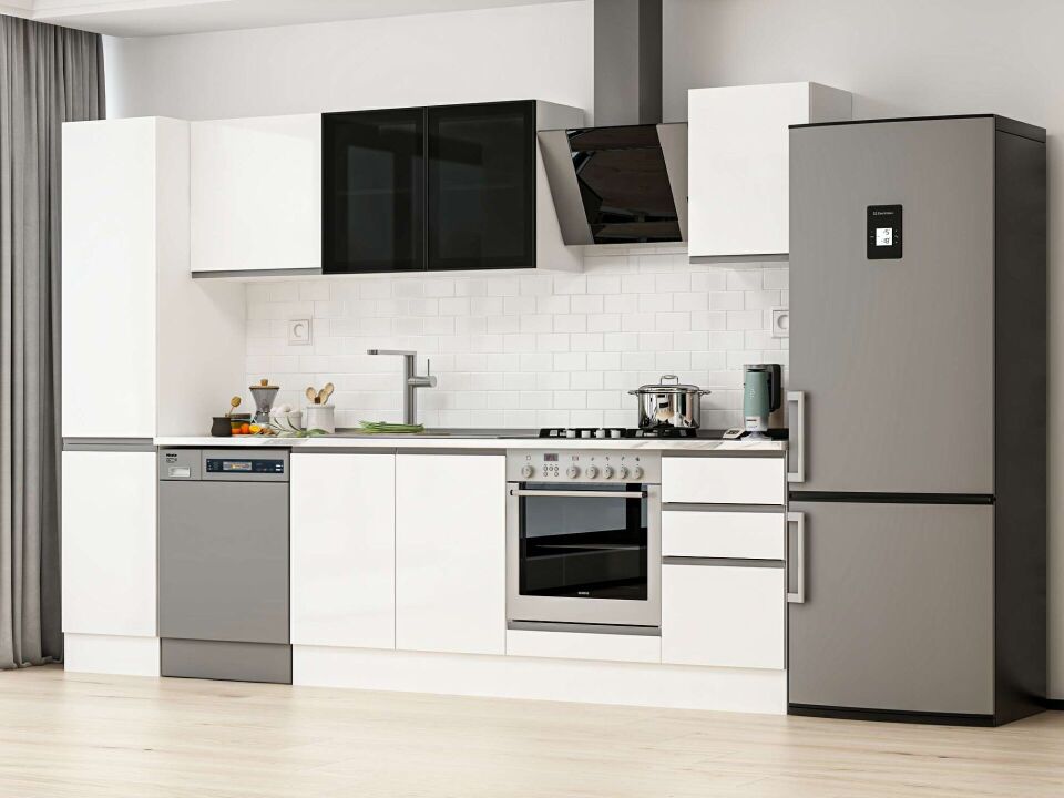 Alvinka 290X210 Cm High Gloss Mutfak Dolabı Mb-E80B45S45-3 High Gloss | Beyaz - Suntalam