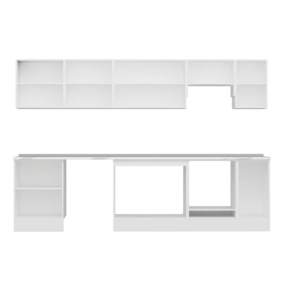Alvinka 300X210 Cm Klasik Mebran Mutfak Dolabı M-E80S60S40-1 Mebran | Beyaz - Suntalam