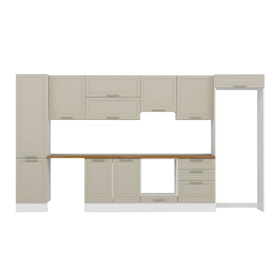Alvinka 400X222 Cm Klasik Mebran Mutfak Dolabı Mbb-E90B50S60-1 Mebran | Kumtaşı - Suntalam