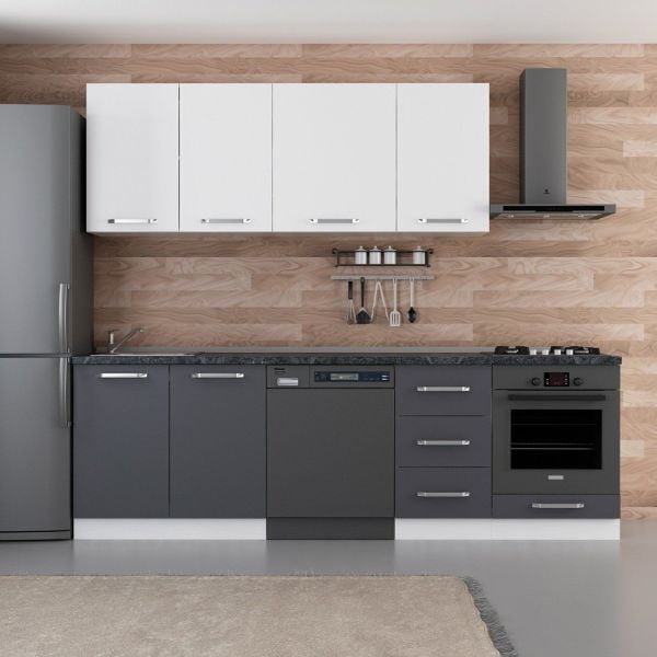 Minar 255 Cm Mutfak Dolabı Beyaz Antrasit 255-A11