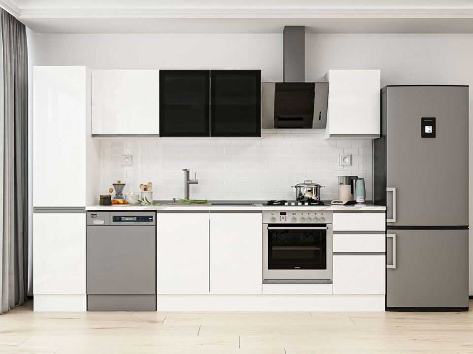 Alvinka 290X210 Cm High Gloss Mutfak Dolabı Mb-E80B45S45-3 High Gloss | Beyaz - Mdf