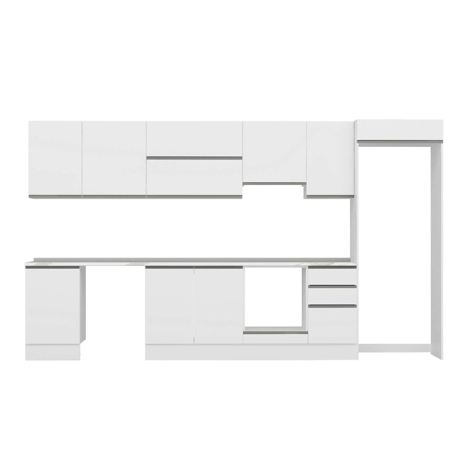 Alvinka 385X222 Cm High Gloss Mutfak Dolabı Mb-E90S50S45-1 High Gloss | Beyaz - Mdf