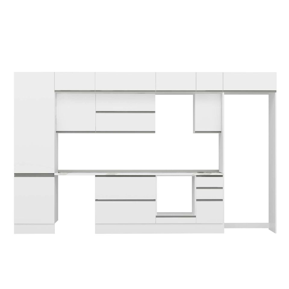 Alvinka 390X240 Cm High Gloss Mutfak Dolabı Mbb-E90B60S40-2 High Gloss | Beyaz - Mdf