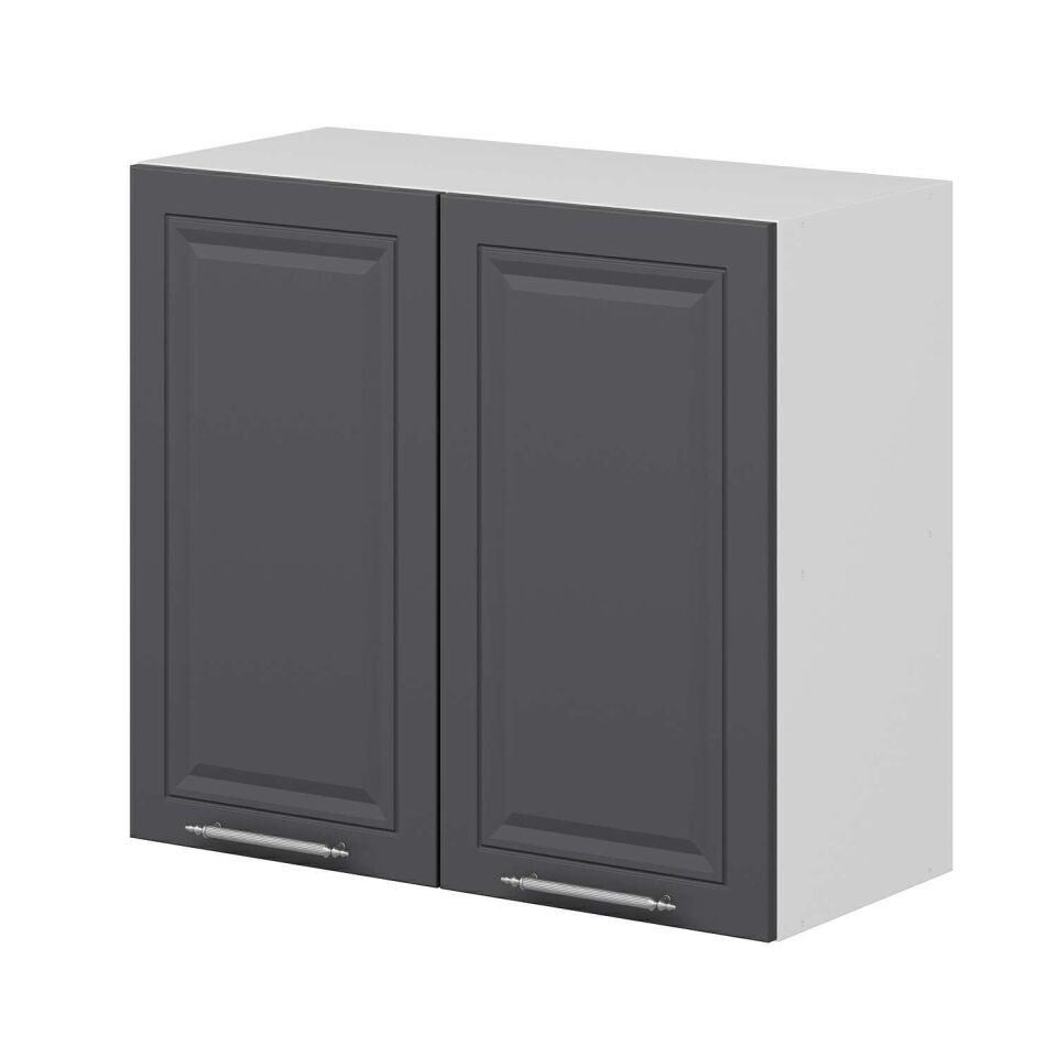 Alvinka Mutfak Modül Mbr_C Üst 2Dk1R 80-H72Cm Dolap Beyaz Antrasit Mdf