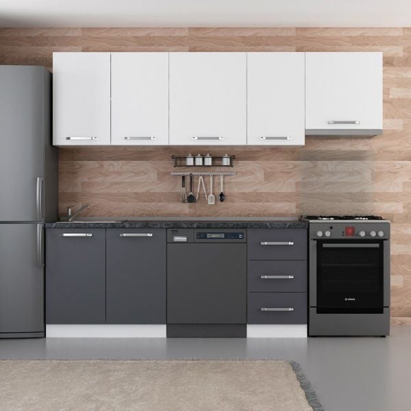 Minar 255 Cm Mutfak Dolabı Beyaz Antrasit 255-A12