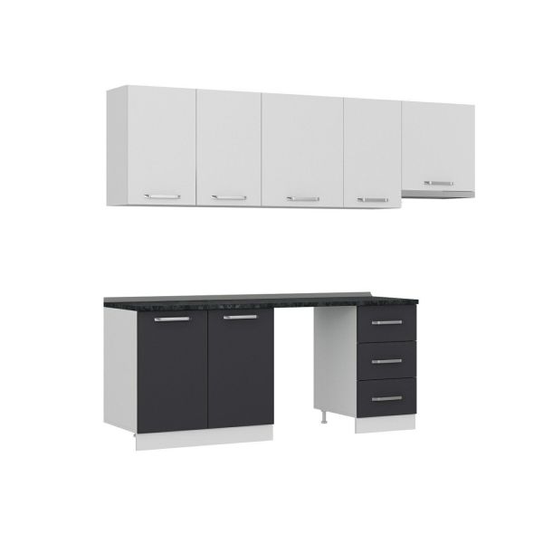 Minar 255 Cm Mutfak Dolabı Beyaz Antrasit 255-A12