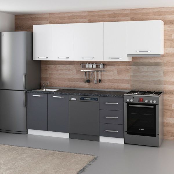 Minar 255 Cm Mutfak Dolabı Beyaz Antrasit 255-A12