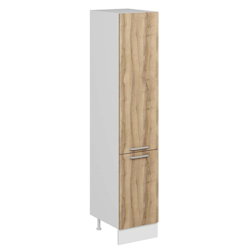 Alvinka Mutfak Modül Duz 45-H222Cm Boy Dolabı Beyaz Dore
