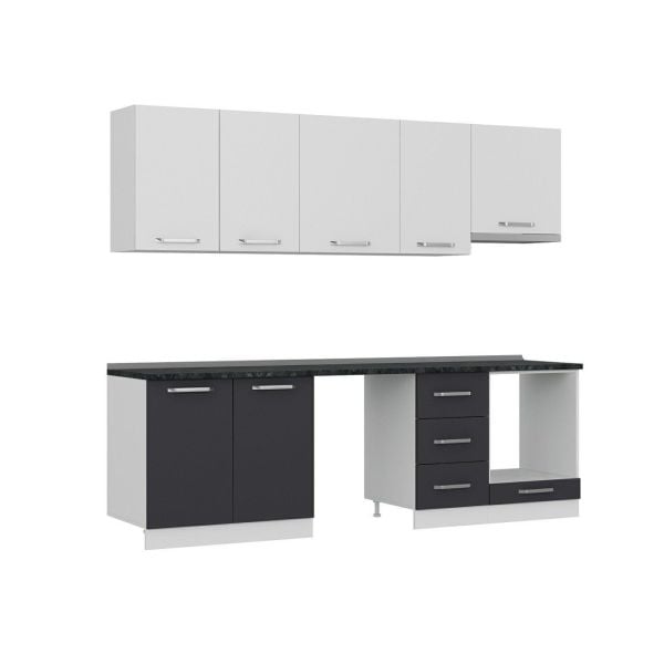 Minar 255 Cm Mutfak Dolabı Beyaz Antrasit 255-A13