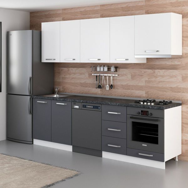 Minar 255 Cm Mutfak Dolabı Beyaz Antrasit 255-A13