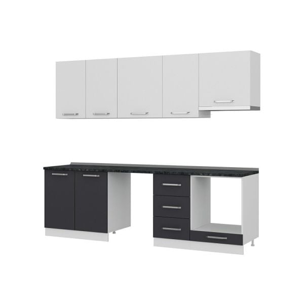 Minar 255 Cm Mutfak Dolabı Beyaz Antrasit 255-A13