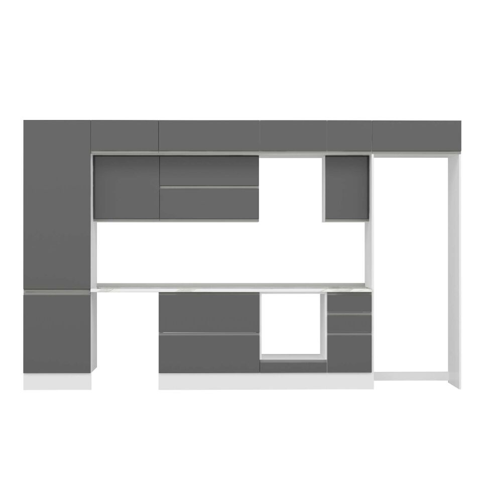 Alvinka 390X240 Cm High Gloss Mutfak Dolabı Mbb-E90B60S40-2 High Gloss | Antrasit - Mdf
