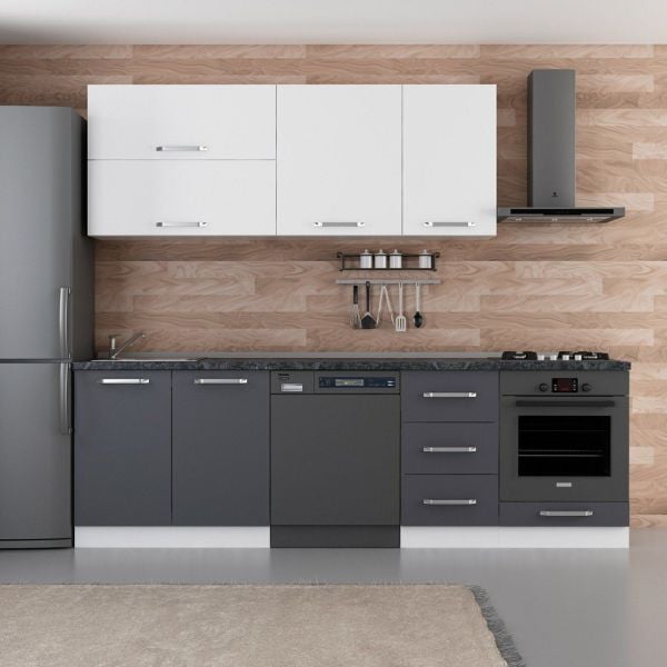 Minar 255 Cm Mutfak Dolabı Beyaz Antrasit 255-A14