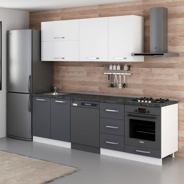 Minar 255 Cm Mutfak Dolabı Beyaz Antrasit 255-A14