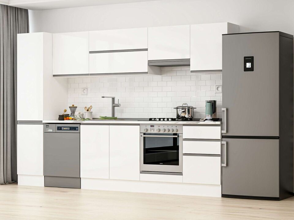 Alvinka 295X210 Cm High Gloss Mutfak Dolabı Mb-E80B45S50-1 High Gloss | Beyaz - Suntalam