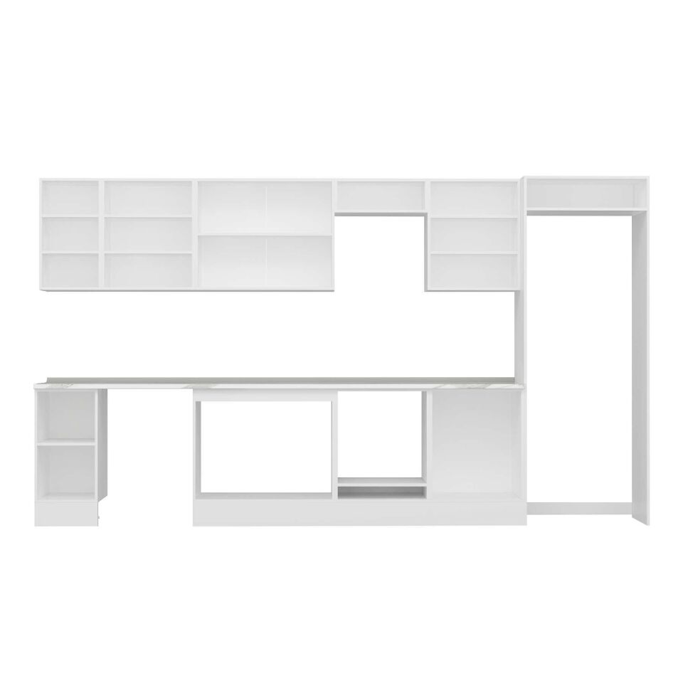 Alvinka 380X222 Cm Klasik Mebran Mutfak Dolabı Beyaz Beyaz Mb-E80S40S60-3 Mebran | Kumtaşı - Suntalam