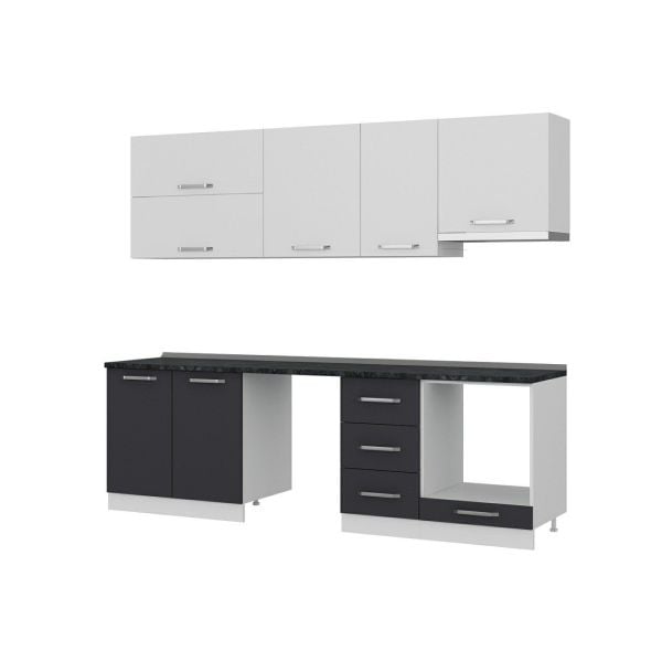 Minar 255 Cm Mutfak Dolabı Beyaz Antrasit 255-A16