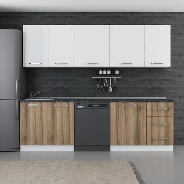 Minar 255 Cm Mutfak Dolabı Beyaz Dore 255-D9