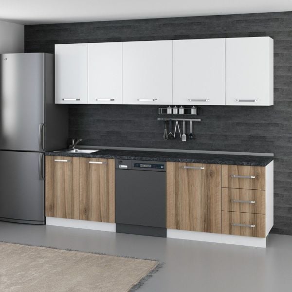 Minar 255 Cm Mutfak Dolabı Beyaz Dore 255-D9