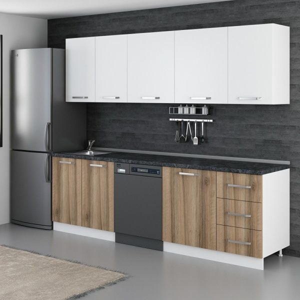 Minar 255 Cm Mutfak Dolabı Beyaz Dore 255-D9